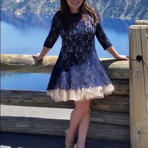 Nha Khanh navy lace dress sweetheart 6